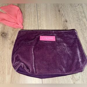 Lancôme Purple Velvet Cosmetic Bag with Pink Accents